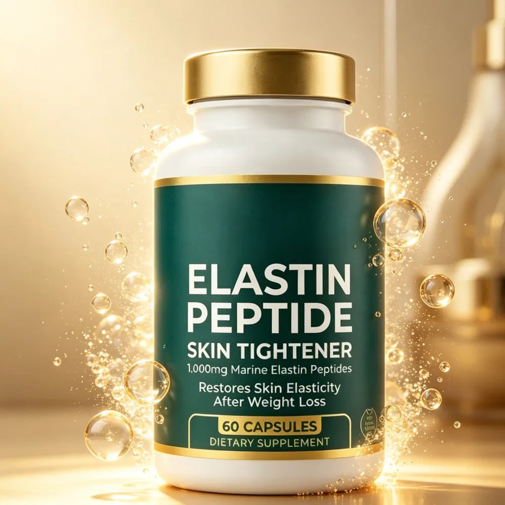 Elastin Peptide Skin Tightener, 1000mg Marine Elastin for Skin Elasticity & Firming After Weight Loss, 60 Capsules