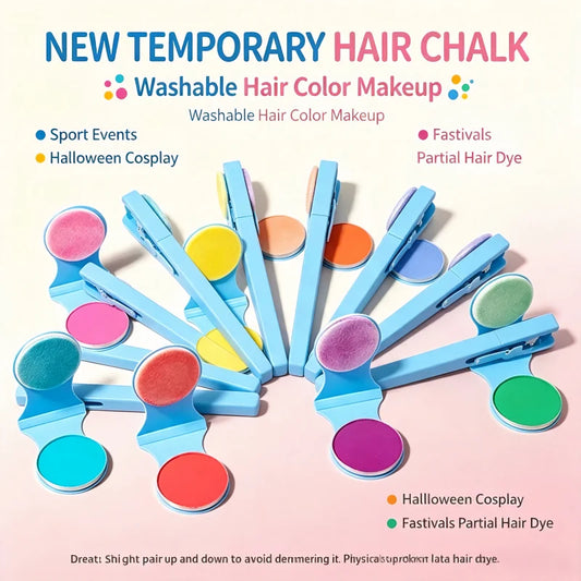 Temporary Hair Chalk Safe Hair Color Makeup for Halloween Cosplay Sport Events Festivals