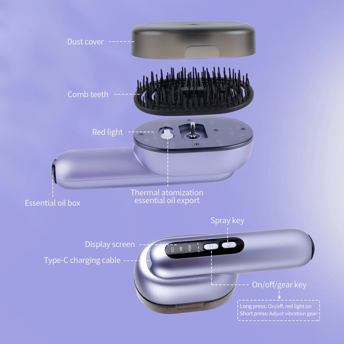 Electric Vibration Massage Comb Hair Follicles Comb Scalp Head Massager