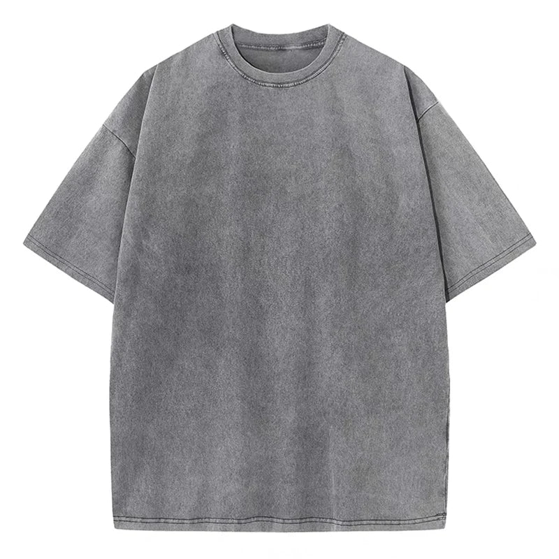 Tshirts for Men Gym Vintage Heavyweight T Shirts Cotton Workout Acid Wash Baggy Tees