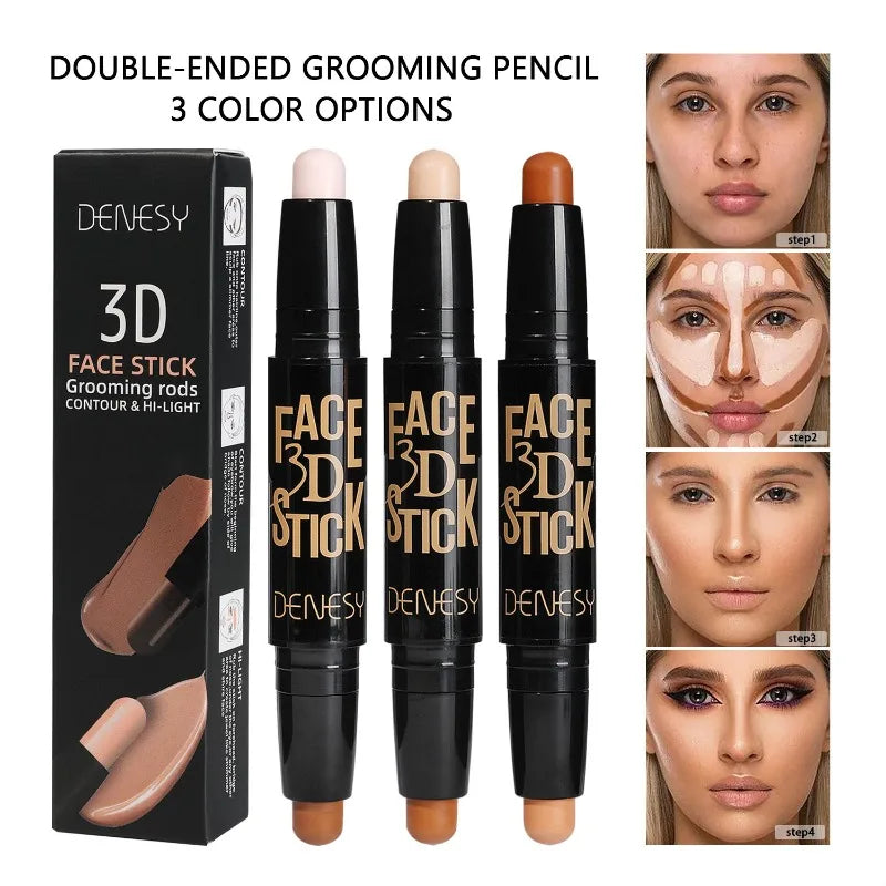 Face Freckles Double Head Concealer Pen Long Lasting White Dark Circles Corrector Contour Eye Stick Pencil