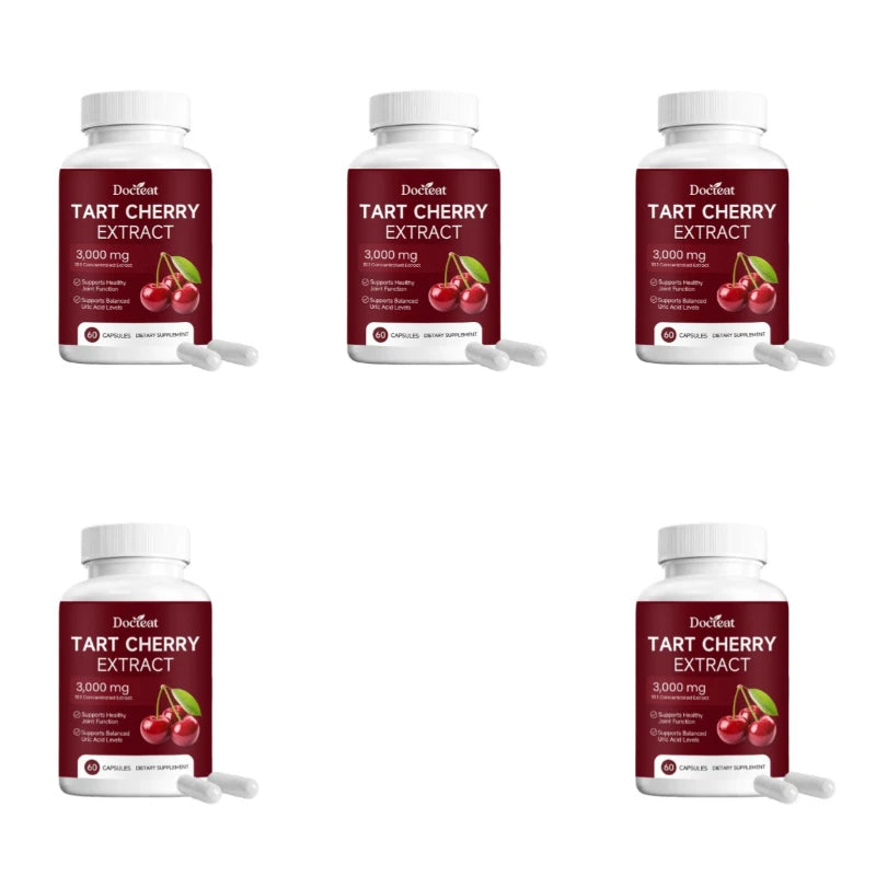 Tart Cherry Extract Capsules 3,000 Mg 10:1 Concentrated Sleep Onset Support Balanced Uric Acid Levels 60 Capsules
