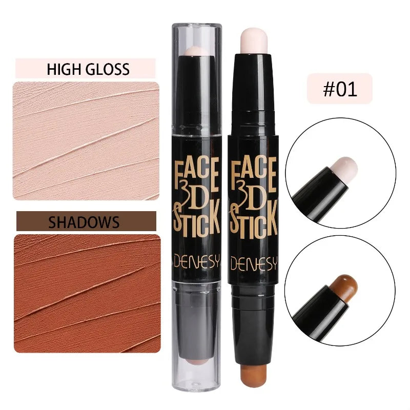 Face Freckles Double Head Concealer Pen Long Lasting White Dark Circles Corrector Contour Eye Stick Pencil