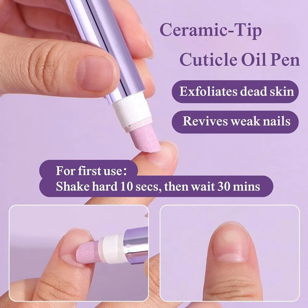 3-in-1 Cuticle Pusher Nail Oil Pen Portable Ceramic Cuticle Oil Pusher Pen