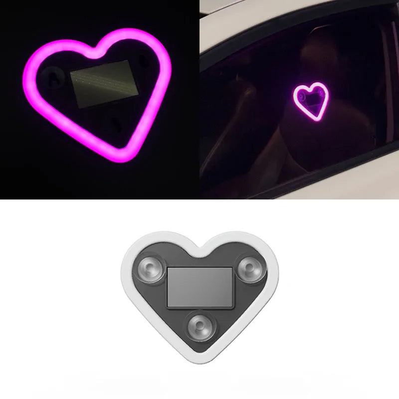 Universal Solar Car LED Window Decoration Heart Neon Light