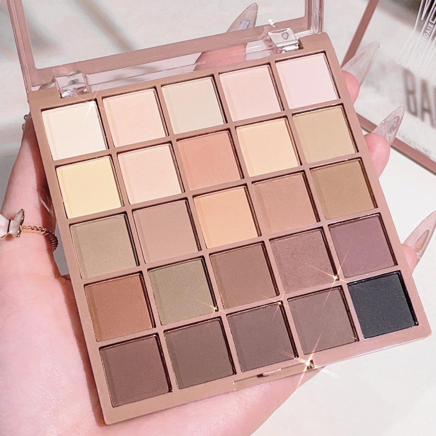 25-Color Eyeshadow Palette – Matte & Shimmer Nude Brown Coffee Shades