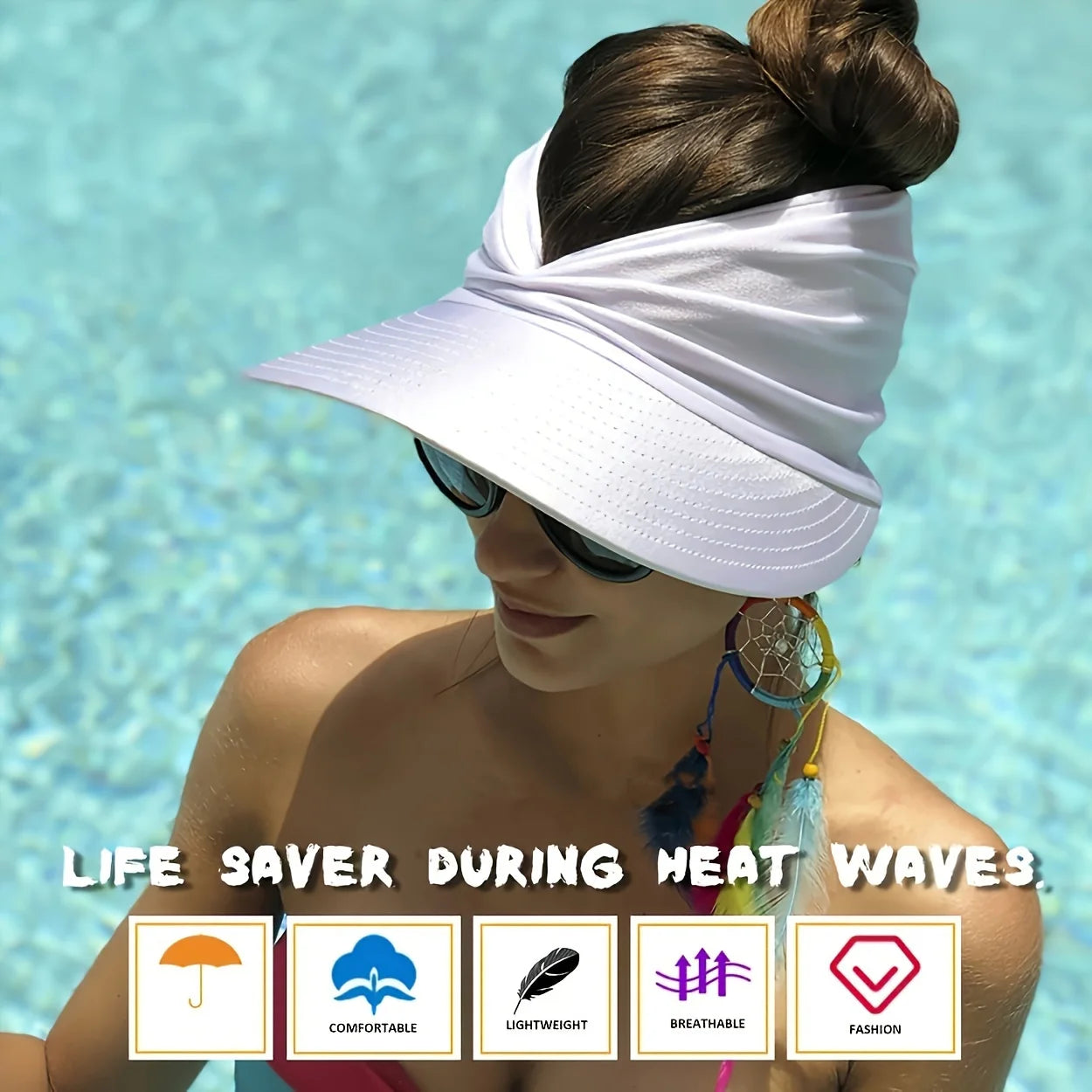 Women’s UPF 50+ UV Protection Sun Visor Hat – Wide Brim Sun Shield for Outdoor Activities
