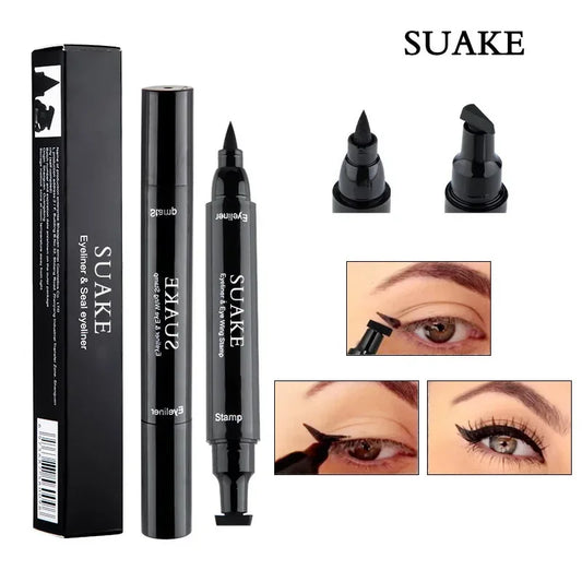 2-in-1 Winged Stamp Eyeliner – Waterproof, Quick-Dry Dual-Ended Black Pen
