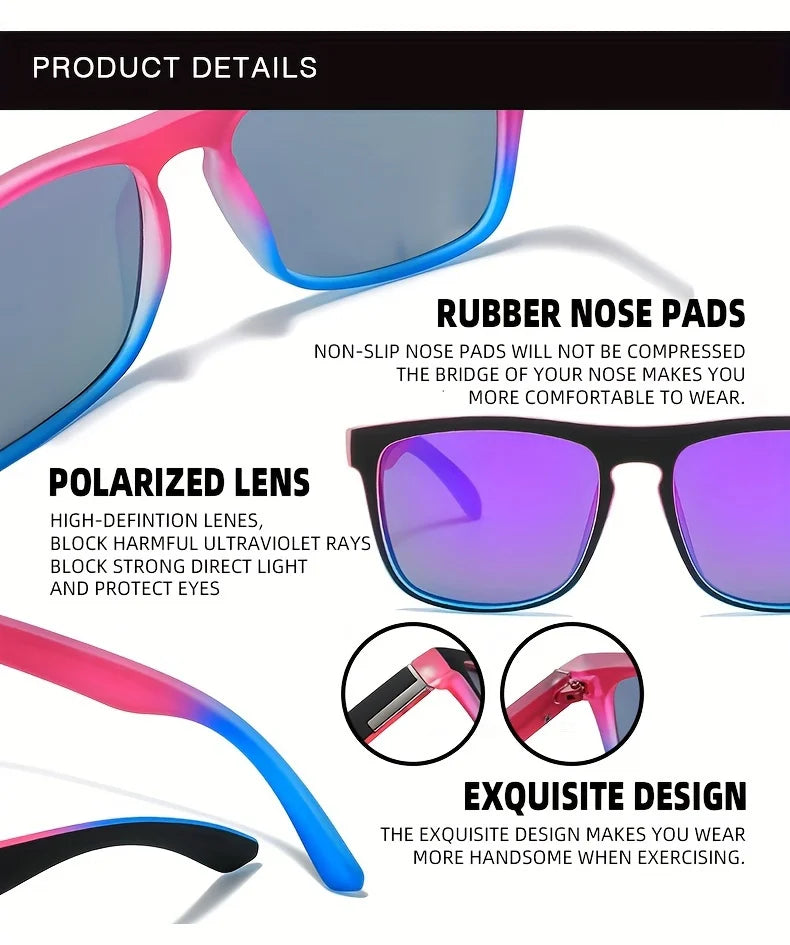 3Pcs Fantasy Gradient Mutipcolor Square Polarized Sunglasses