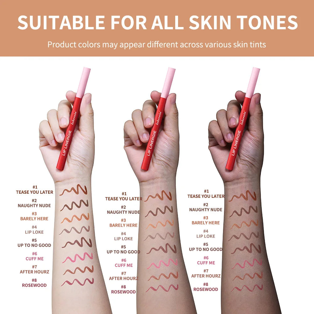 8 Colors  Waterproof Long-Lasting Lip Liner – Smudge-Proof Anti-Feathering Formula
