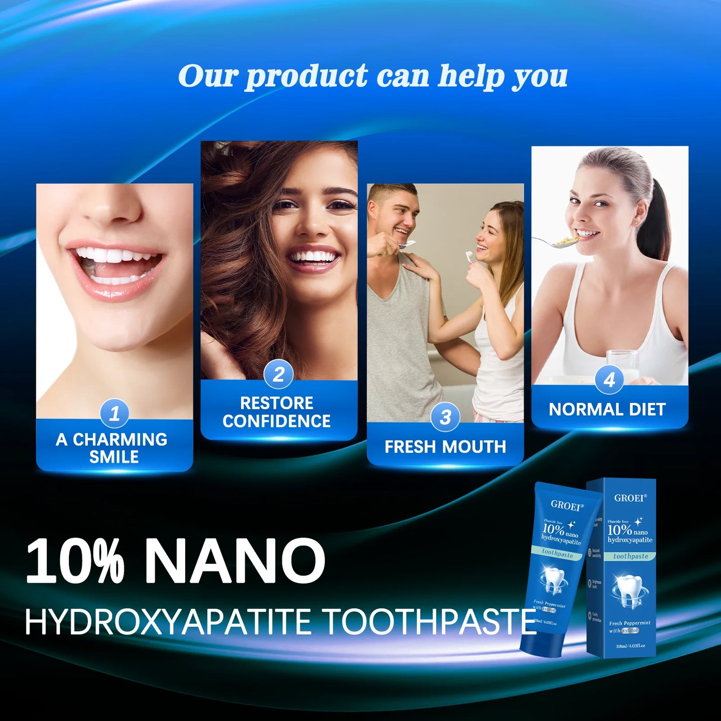 Hydroxyapatite Toothpaste Refresh Prevent Dental Cavities Stain Removal