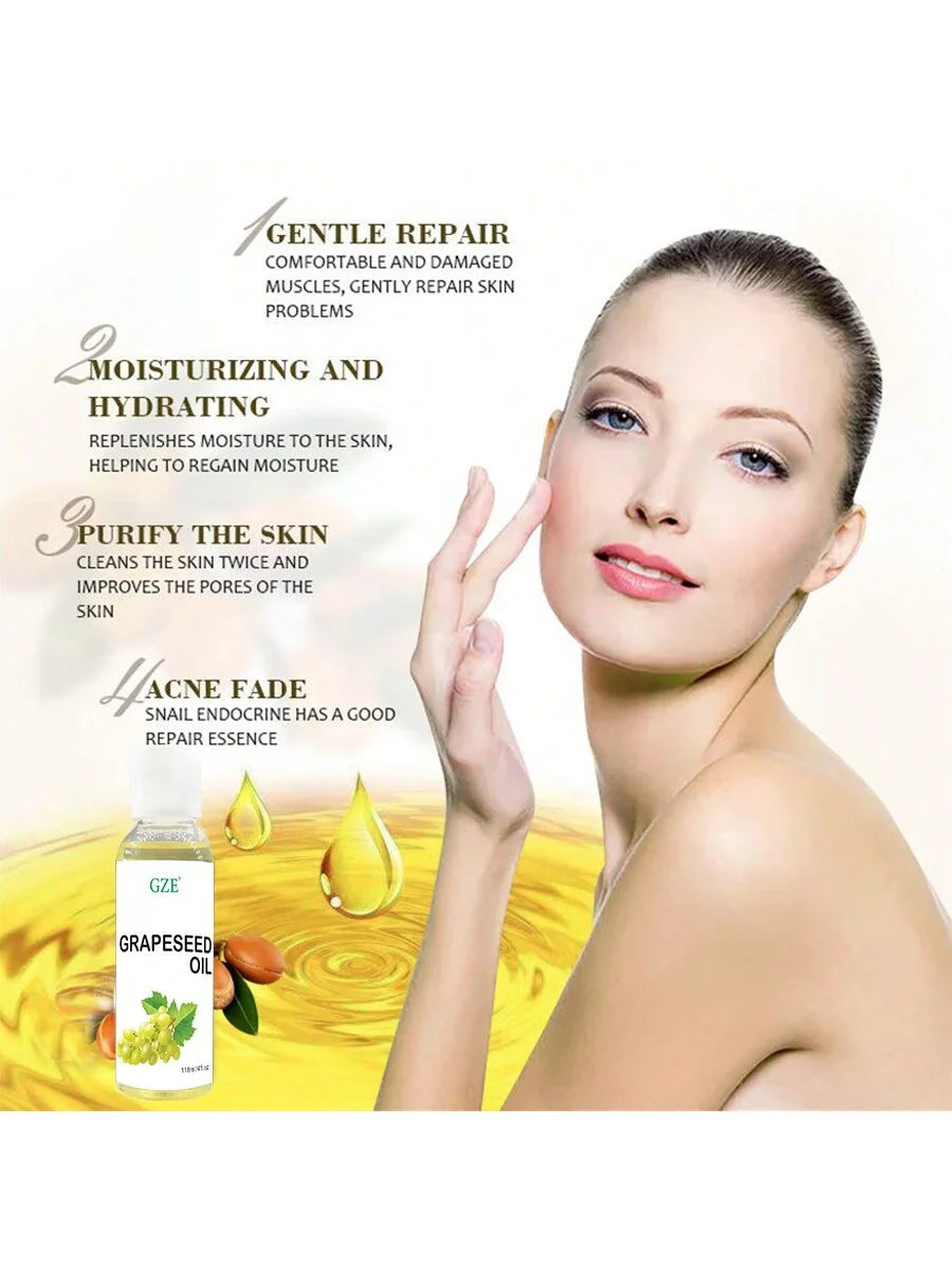 Grapeseed Oil for Sensitive Skin Light Silky Moisturizer for All Skin Type Hair Strengthens Vegan Thickening