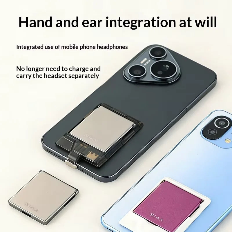 Coselan Fold Ultra-Thin Foldable In-ear Earphones Bluetooth Paper-Thin Portable Headset 2in1 Clip-On Phone Case with Earphones Gift