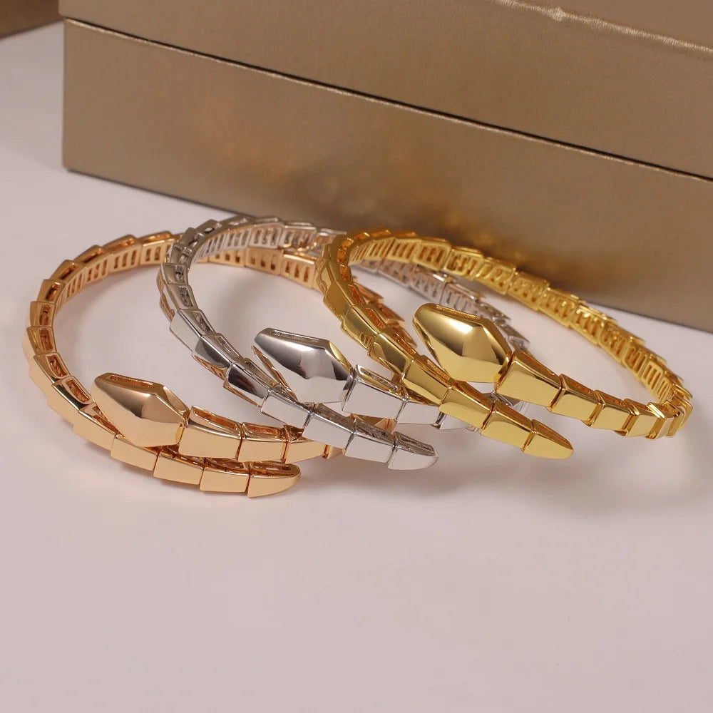 Snake-Shape Women's Bracelet  Luxury Gold
