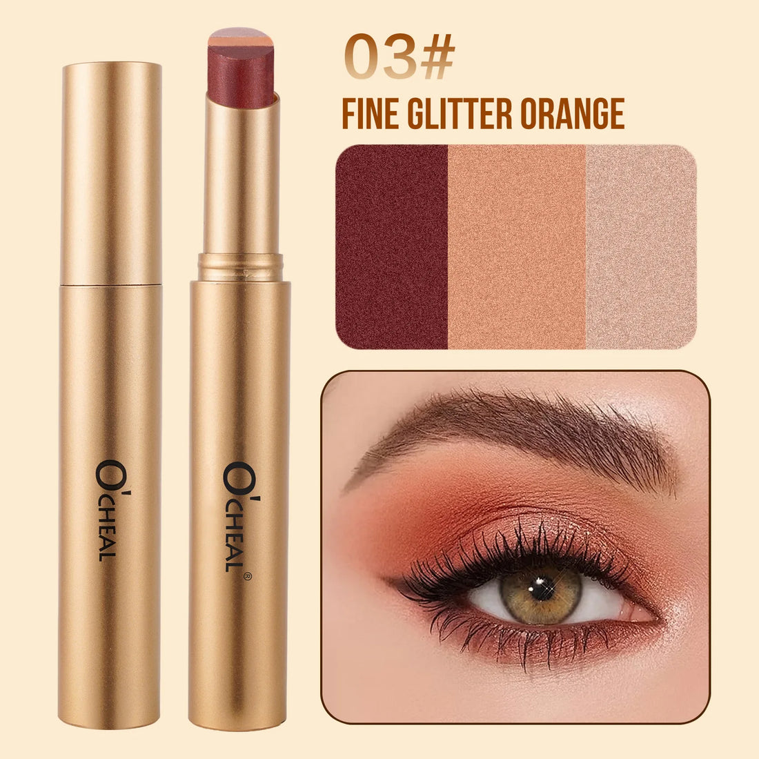 3 Color Matte Pearlescent Eye Shadow Stick Waterproof Durable Gloss Smoked Eye Shadow Stick