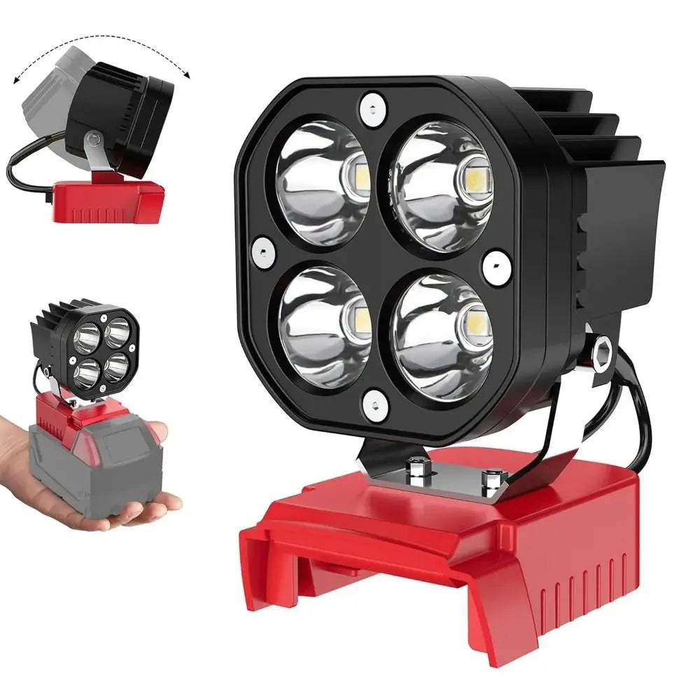 Portable 40W LED Work Light 6000LM 12-24V Battery Spotlight 6500K Garage Light for Milwaukee M18 Construction