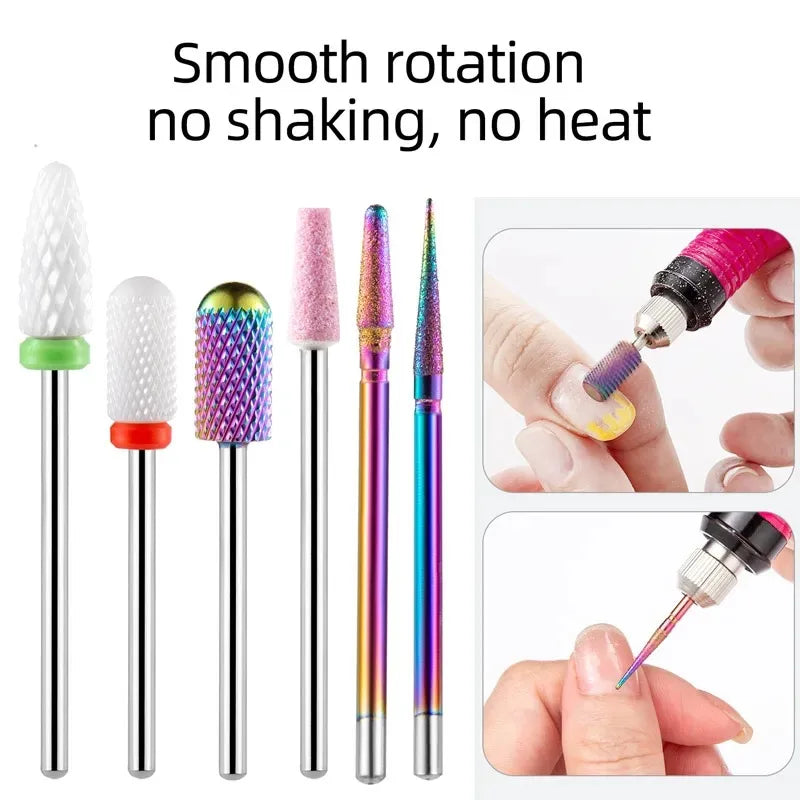 30Pcs Nail Drill Bits Ceramic Diamond Cuticle Efile Carbide Remover