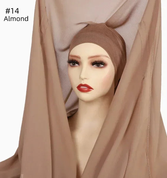 Chiffon Instant Hijab With Bulit-in Magnets Muslim Woman