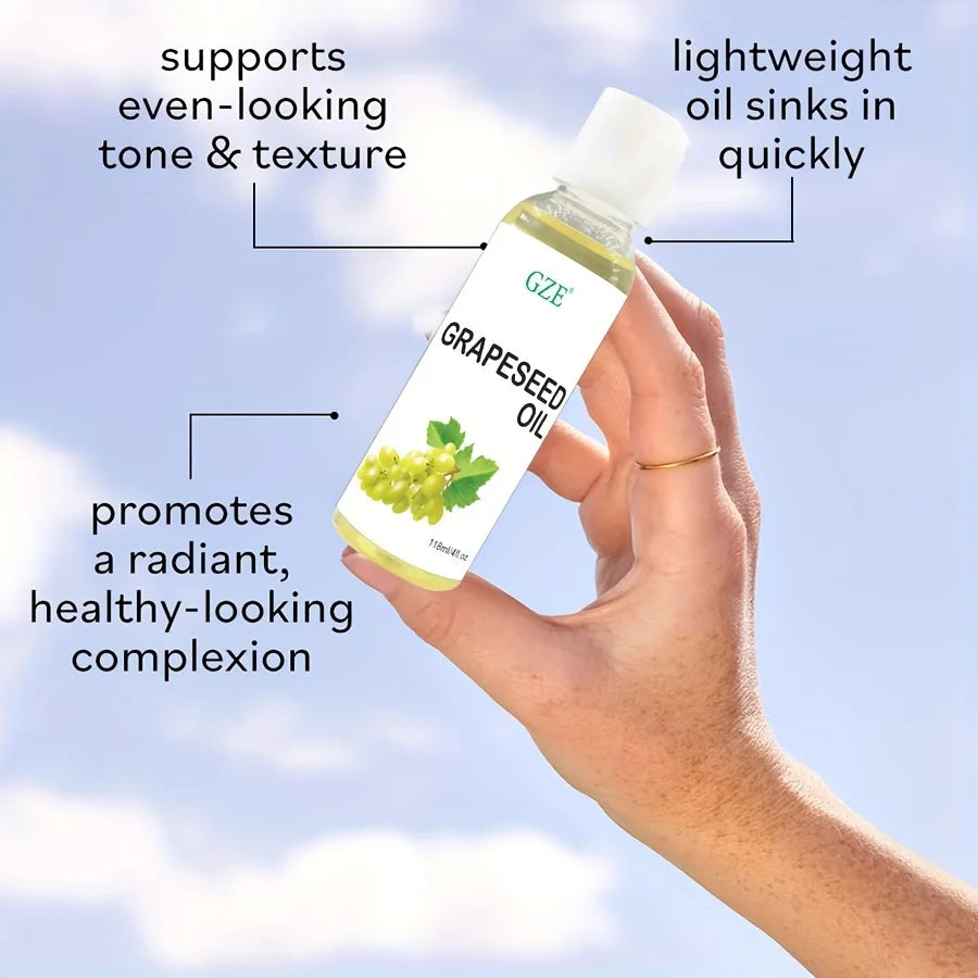 Grapeseed Oil for Sensitive Skin Light Silky Moisturizer for All Skin Type Hair Strengthens Vegan Thickening