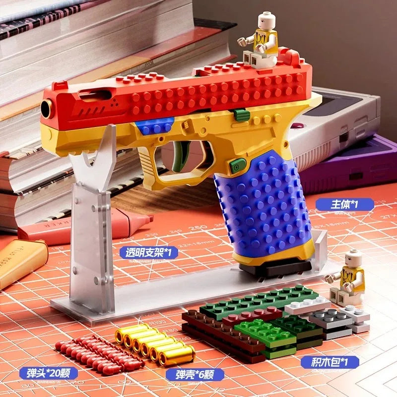 Building Block Pistol Continuous Firing Toy Gun