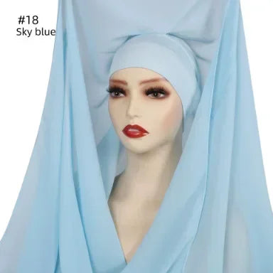 Chiffon Instant Hijab With Bulit-in Magnets Muslim Woman