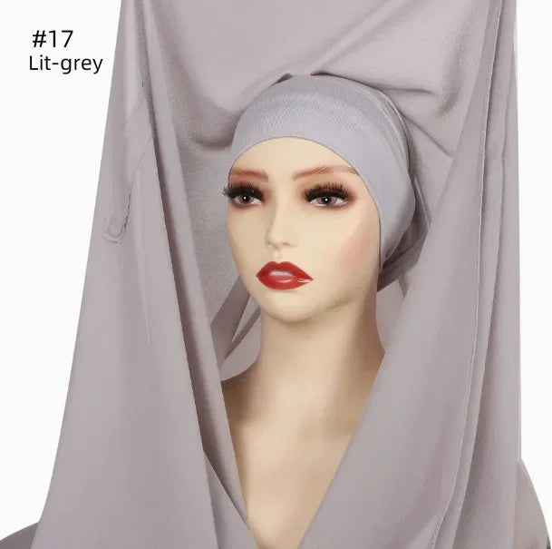 Chiffon Instant Hijab With Bulit-in Magnets Muslim Woman