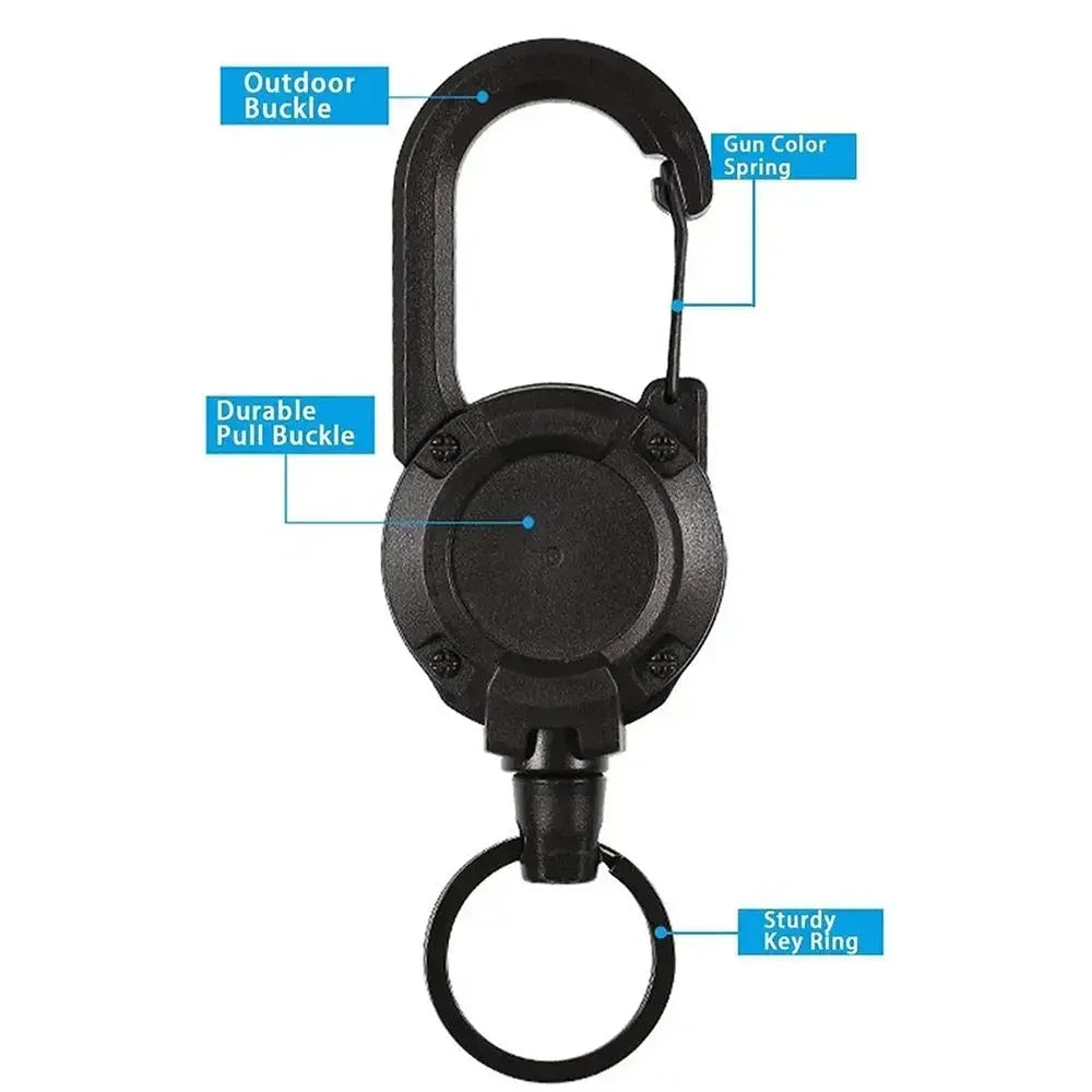 Strong Retractable Key Holder with Steel Cable, Belt Clip, and 360° Swivel