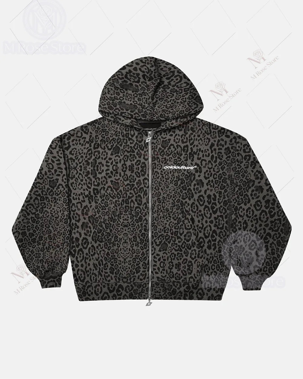 Retro Leopard Print Zipper Hoodie Sweatshirt Loose Casual Sportswear  Style Comfortable Streetwear