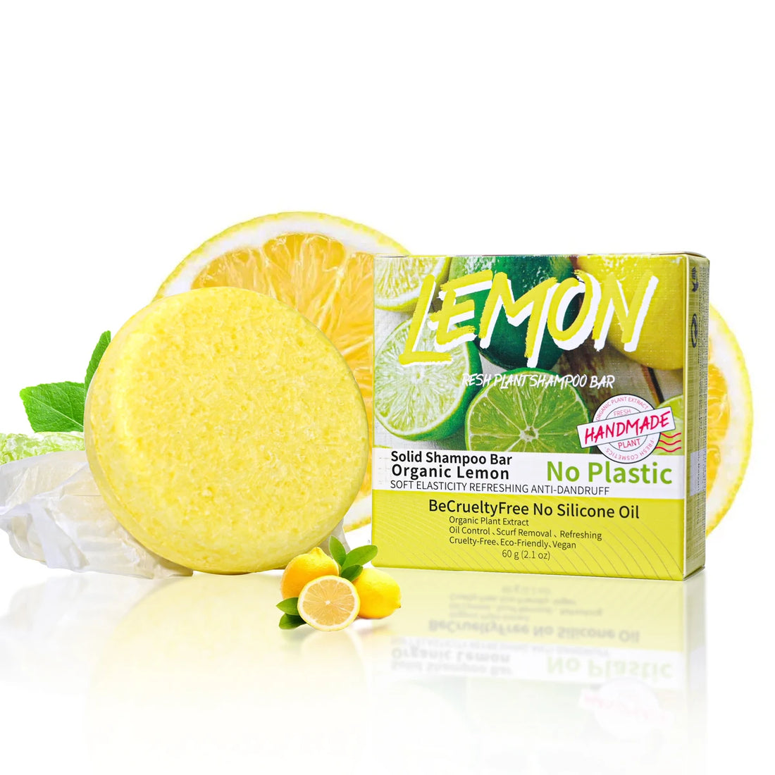 Plant Lemon Solid Shampoo Refreshing Oil Control Shampoo Bar Extraction Dandruff Shampoo Vegan Soap