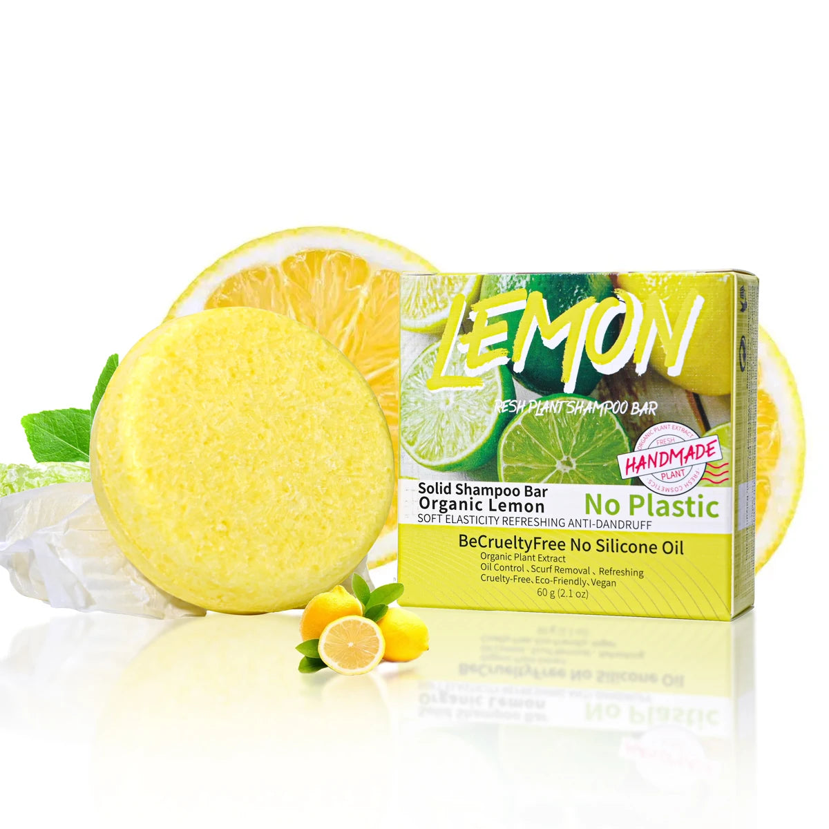 Plant Lemon Solid Shampoo Refreshing Oil Control Shampoo Bar Extraction Dandruff Shampoo Vegan Soap