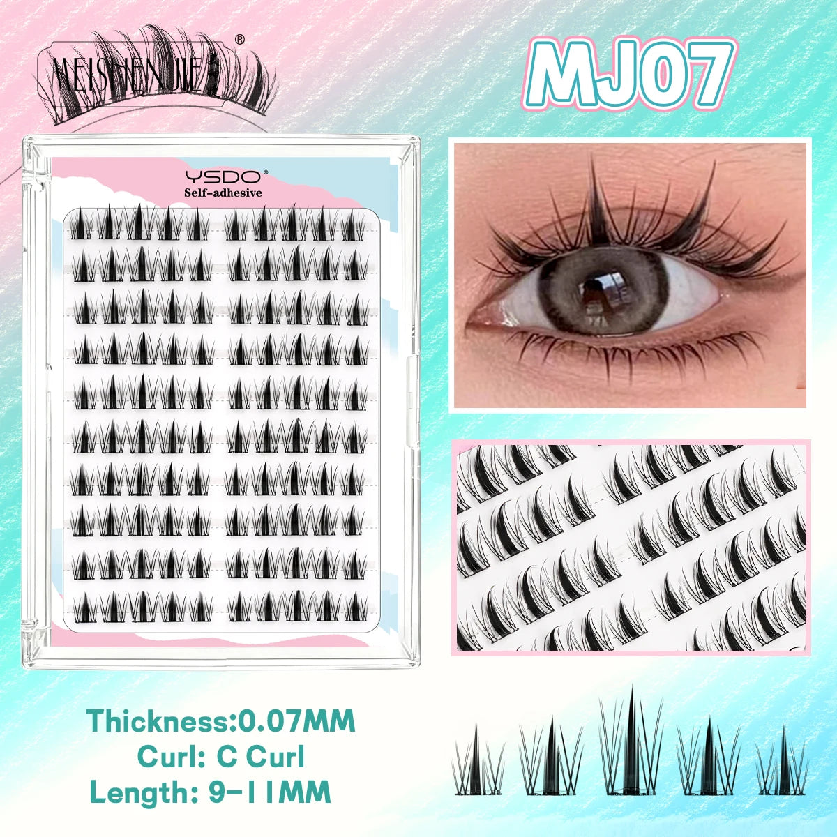 Self-Adhesive Cluster Lashes – 100PCS DIY No-Glue Individual Extensions