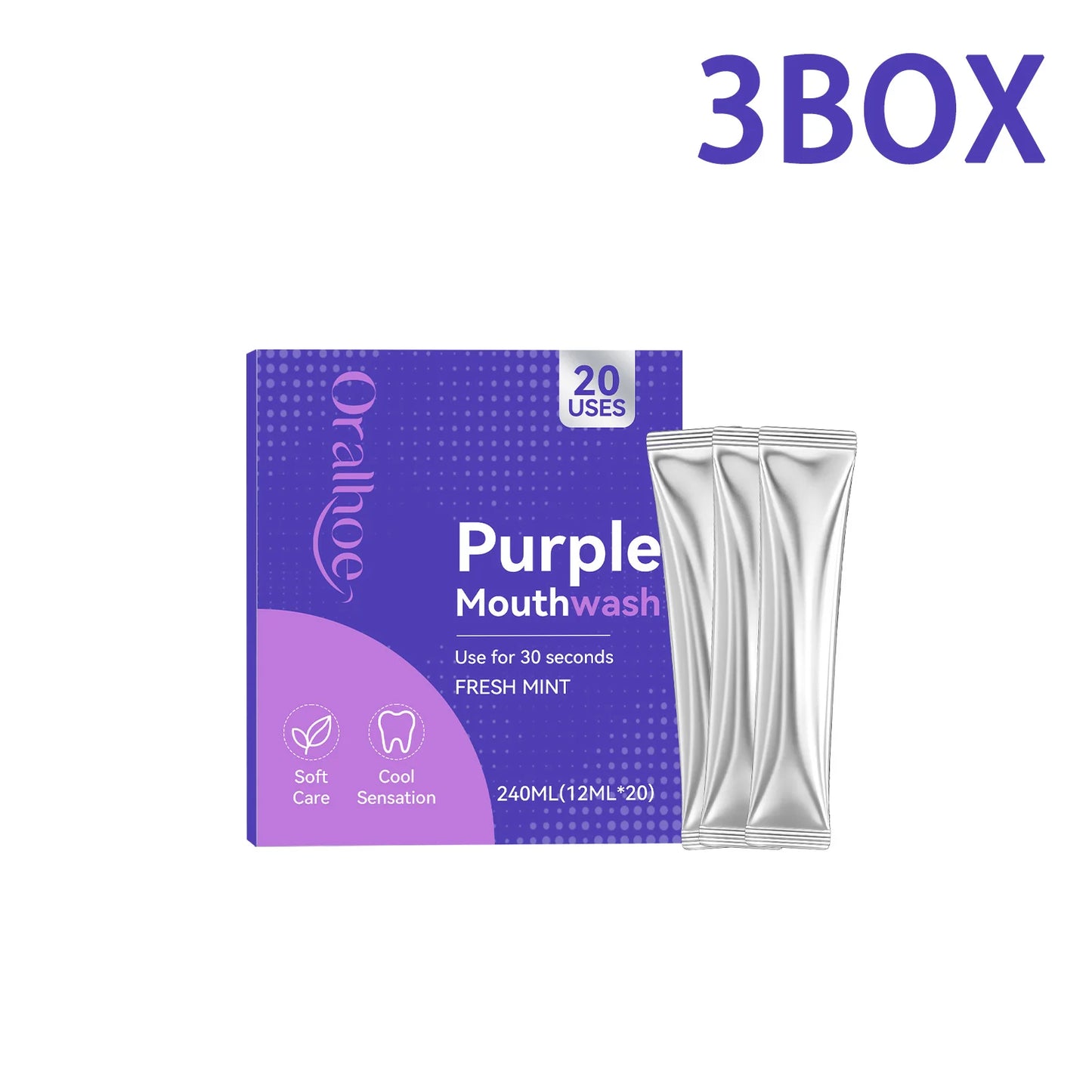 20pcs Purple Mouthwash Portable Strips Fresh