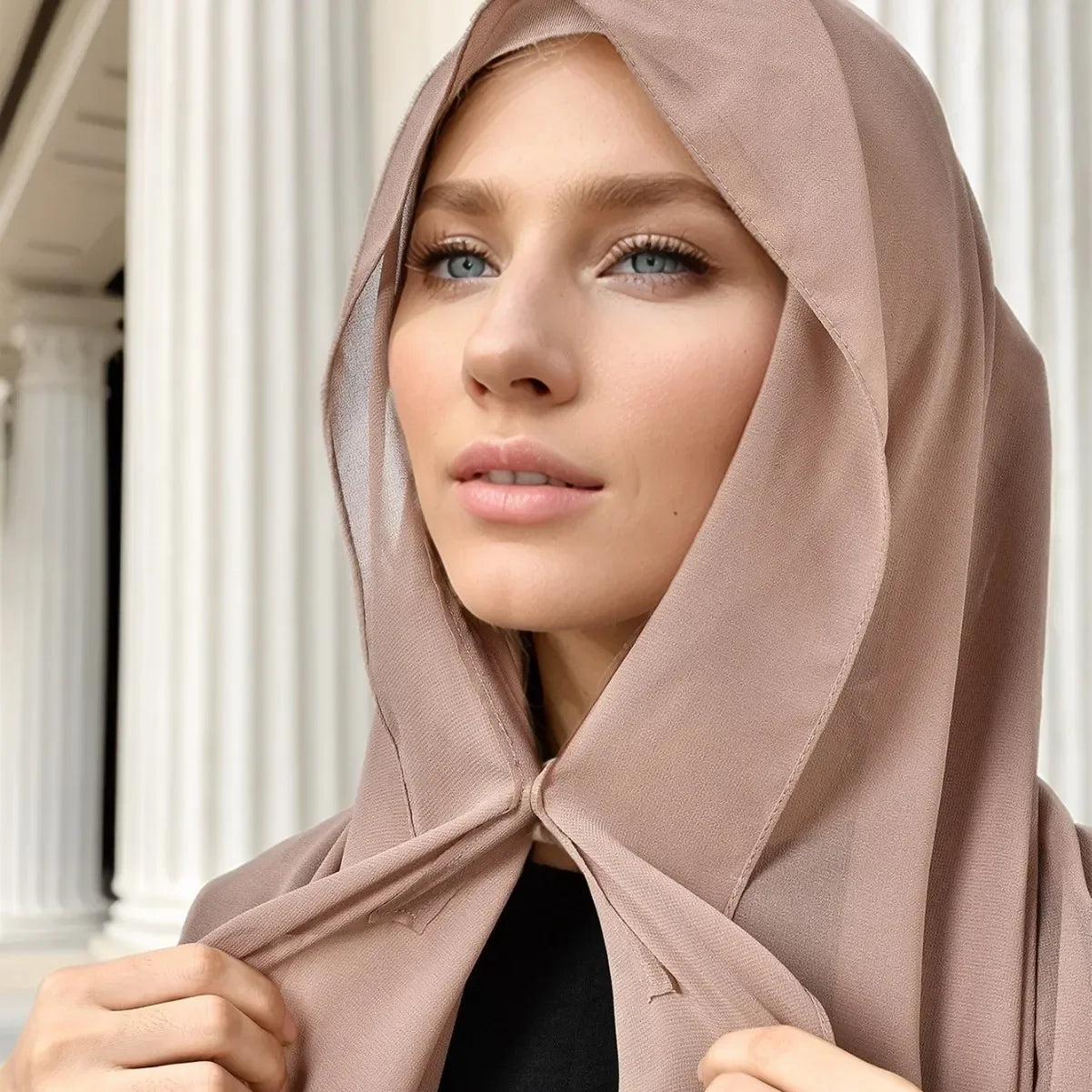 Chiffon Instant Hijab With Bulit-in Magnets Muslim Woman