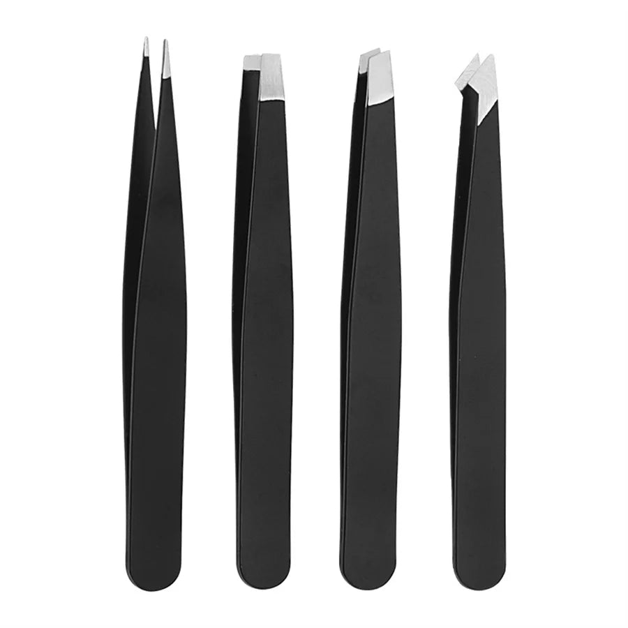 Tweezers Set 3-4pcs Premium Stainless Steel Eyebrow Precision Sharp Tip Tweezers