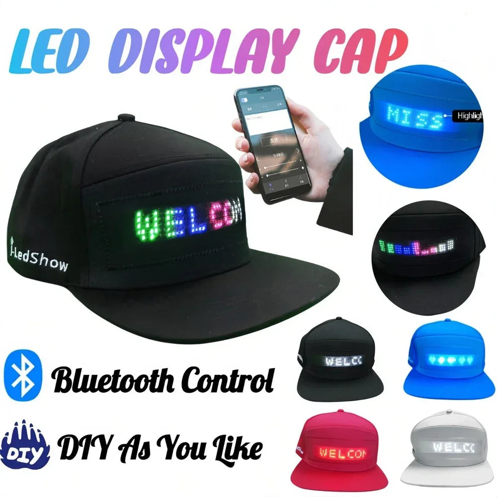 USB Rechargeable Bluetooth APP Programmable Baseball Cap
