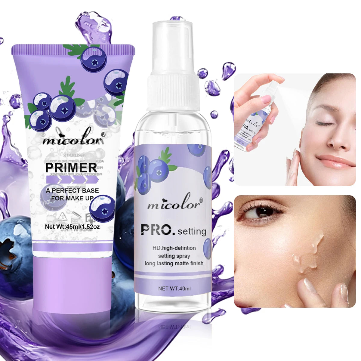 Makeup Set Of Makeup Primer + Setting Spray, Invisible Pore Color Rendering Hold Makeup