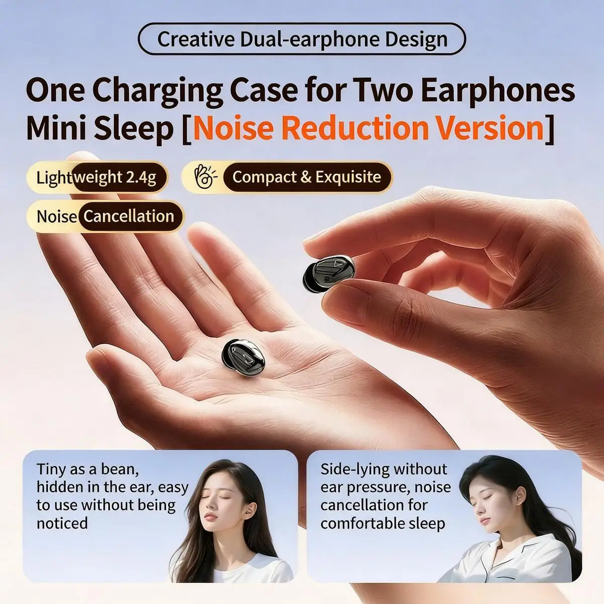 3-in-1 Wireless Earbuds with Power Bank Charging Case – Clip-On & Sleep Bluetooth Headphones with 4 Earbuds, Noise Cancellation, IPX5 Water Resistant for Sports & Sleep