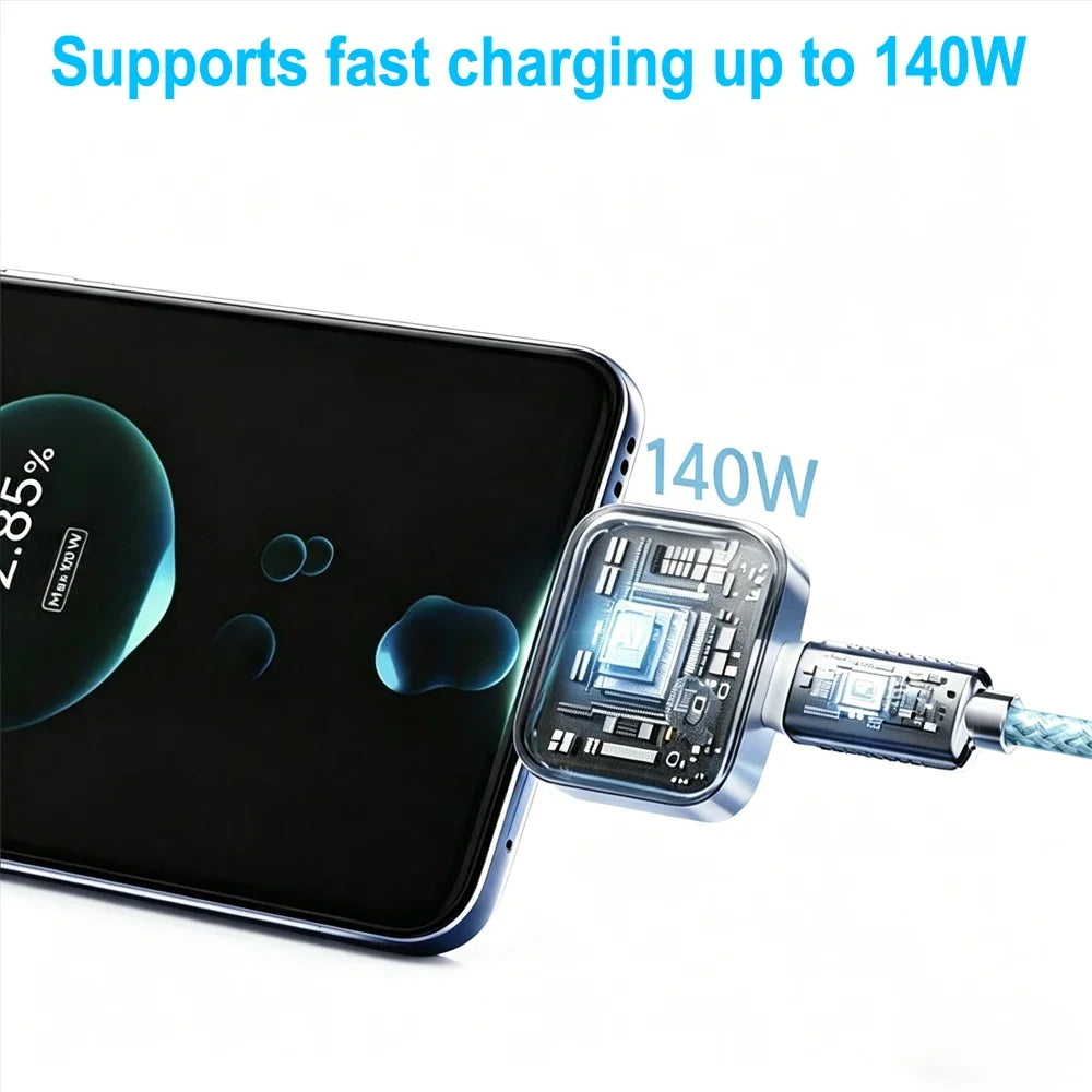 Smart Auto Stop Charging Protector - AI Auto Disconnect 140W Fast Charger | Overcharge Protection for iPhone & Android