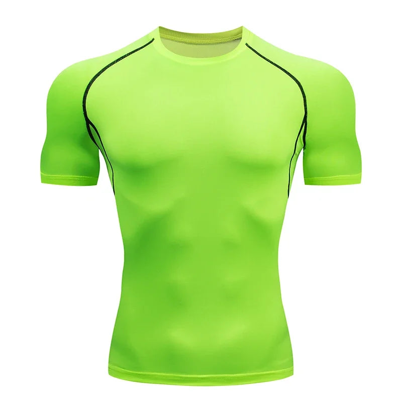 Men Gym Sport T-shirt Compression Elastic T Shirt