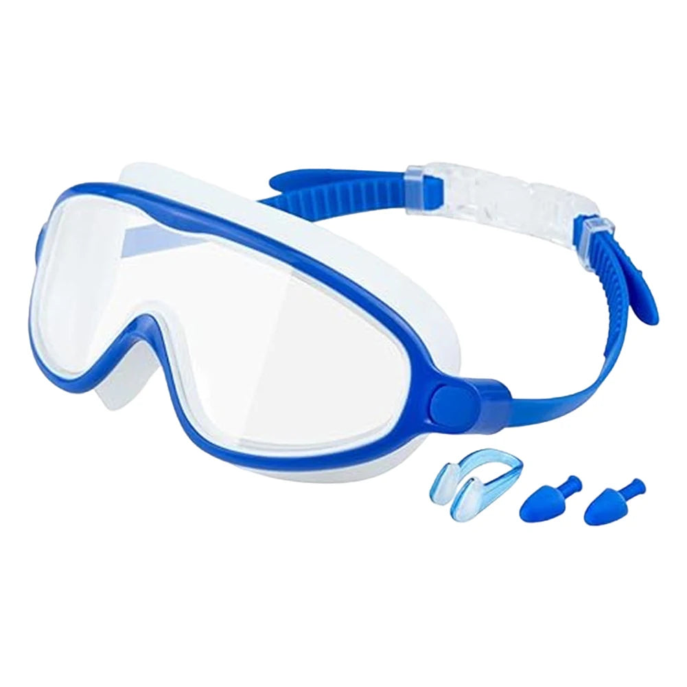 Kids Swim Goggles with Nose Clip & Earplugs, Anti-Fog UV Protection for Boys & Girls Ages 2-15