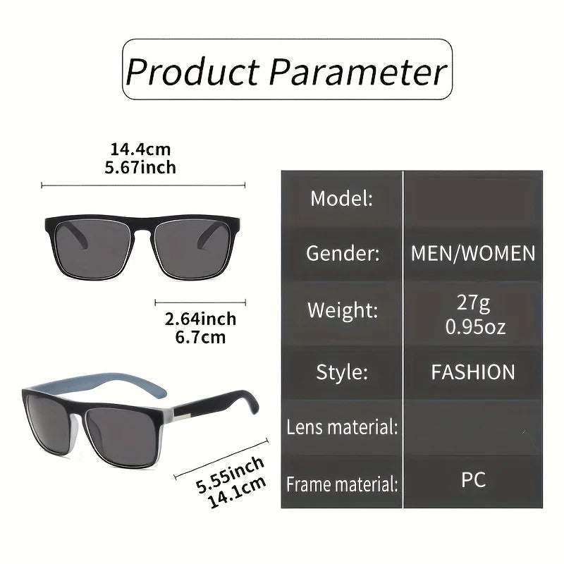 3Pcs Fantasy Gradient Mutipcolor Square Polarized Sunglasses