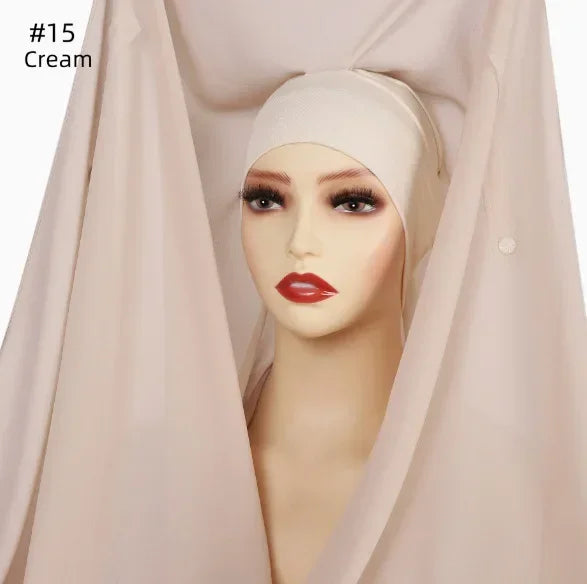 Chiffon Instant Hijab With Bulit-in Magnets Muslim Woman