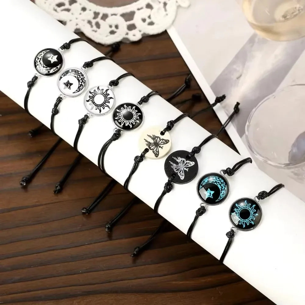 Sun Moon Luminous Bracelet Couple Friendship Rope Chain Gift for Women Men