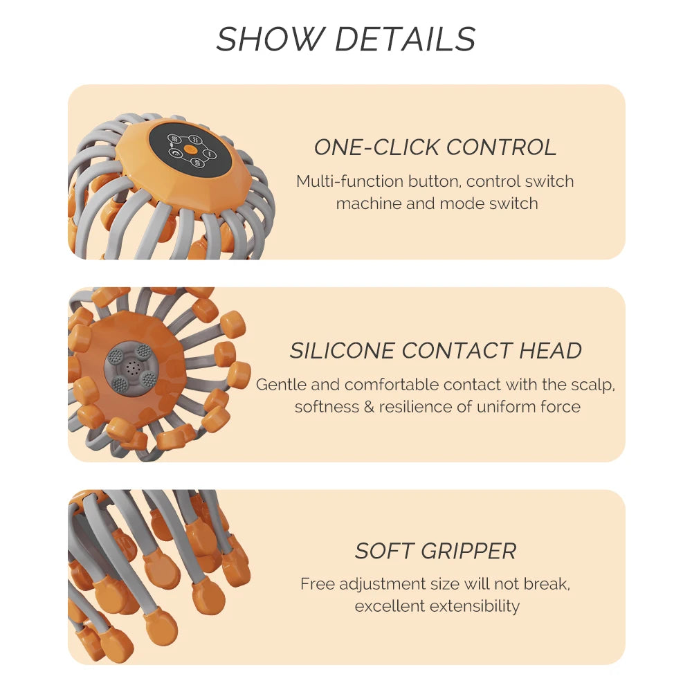 24 Heads Octopus Claw Head Massager Electric Scalp Massager