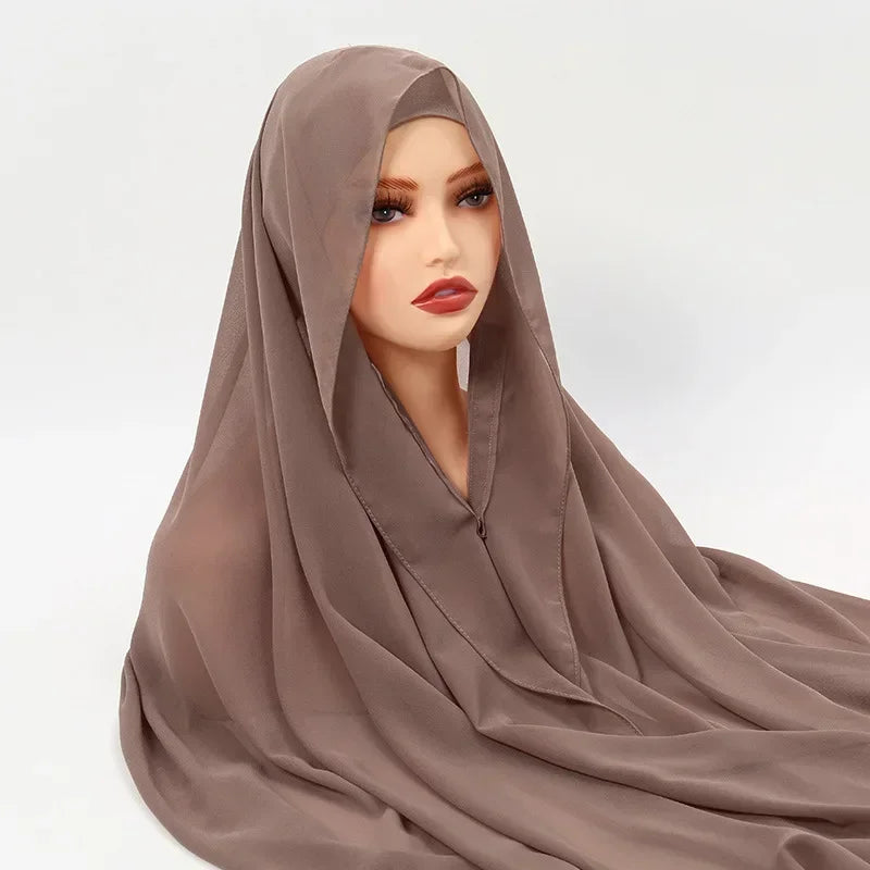Chiffon Instant Hijab With Bulit-in Magnets Muslim Woman