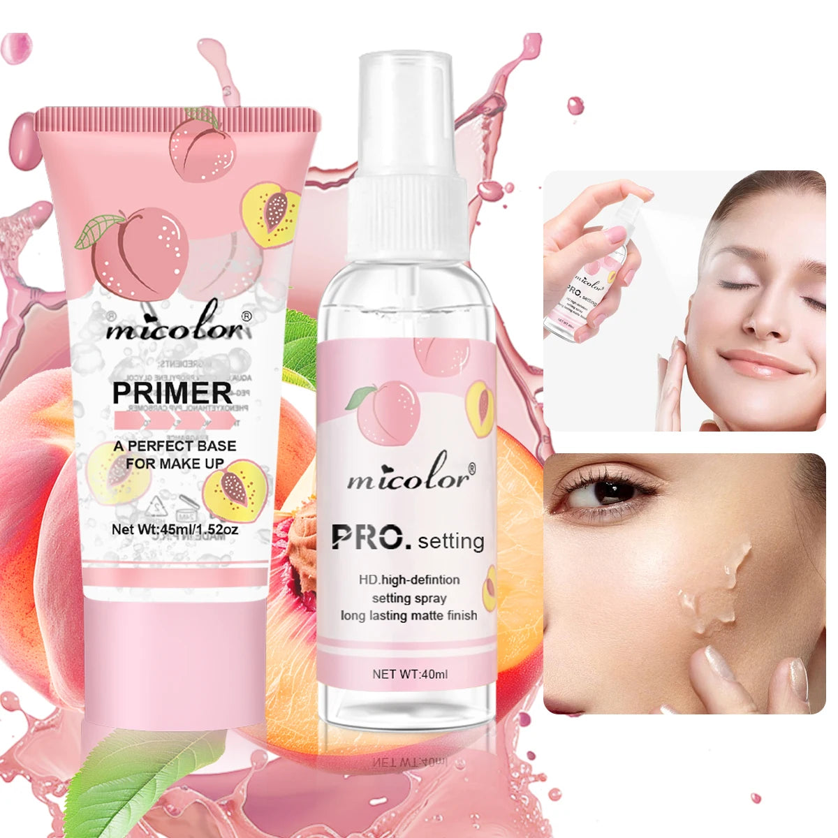 Makeup Set Of Makeup Primer + Setting Spray, Invisible Pore Color Rendering Hold Makeup