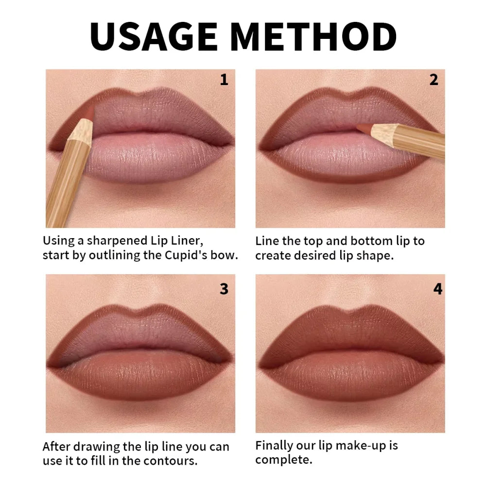 12 Color Nude Matte Lipstick Pencil
