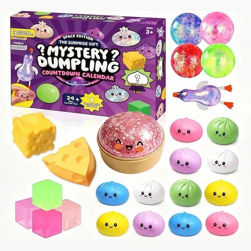 Soft Mystery Dumpling Advent Calendar Fidget Anxiety Relief 24-Day Countdown Calendar Decompression Slow Resilience