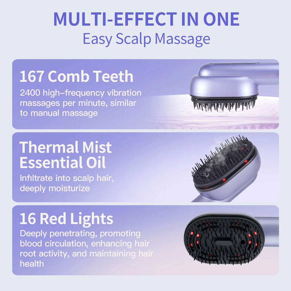 Electric Vibration Massage Comb Hair Follicles Comb Scalp Head Massager