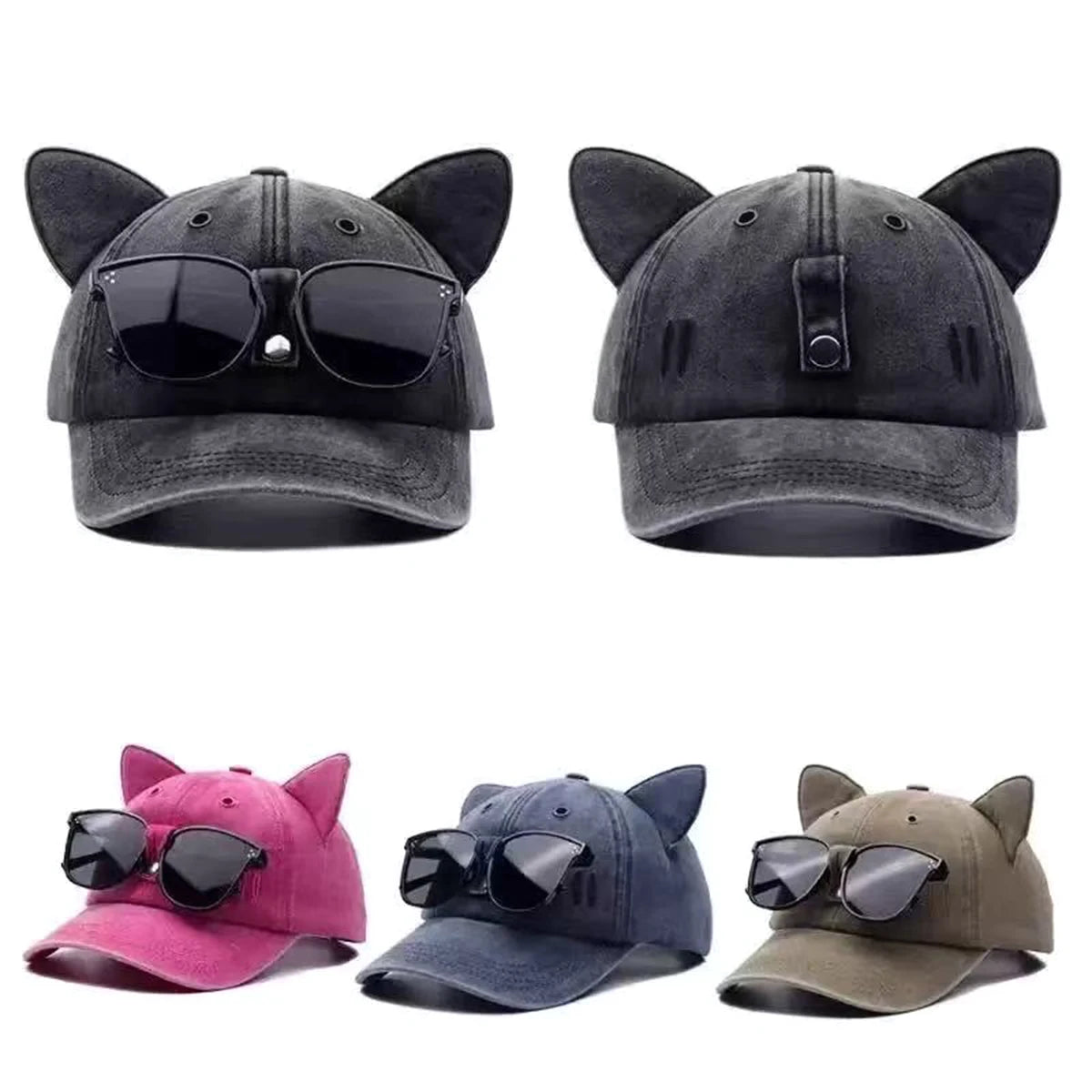 Unisex Personality Cat Ear Baseball Caps Spring Autumn Outdoor Adjustable Casual Hats Sunscreen Hat Sports Cap